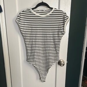 Zara Black and White Striped Bodysuit
